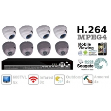 Combo 600TVL 8 ch Channel CCTV Camera DVR Security System Kit Inc Indoor Outdoor IR Dome Camera and H.264 DVR with Mobile and Network Access 500GB HDD